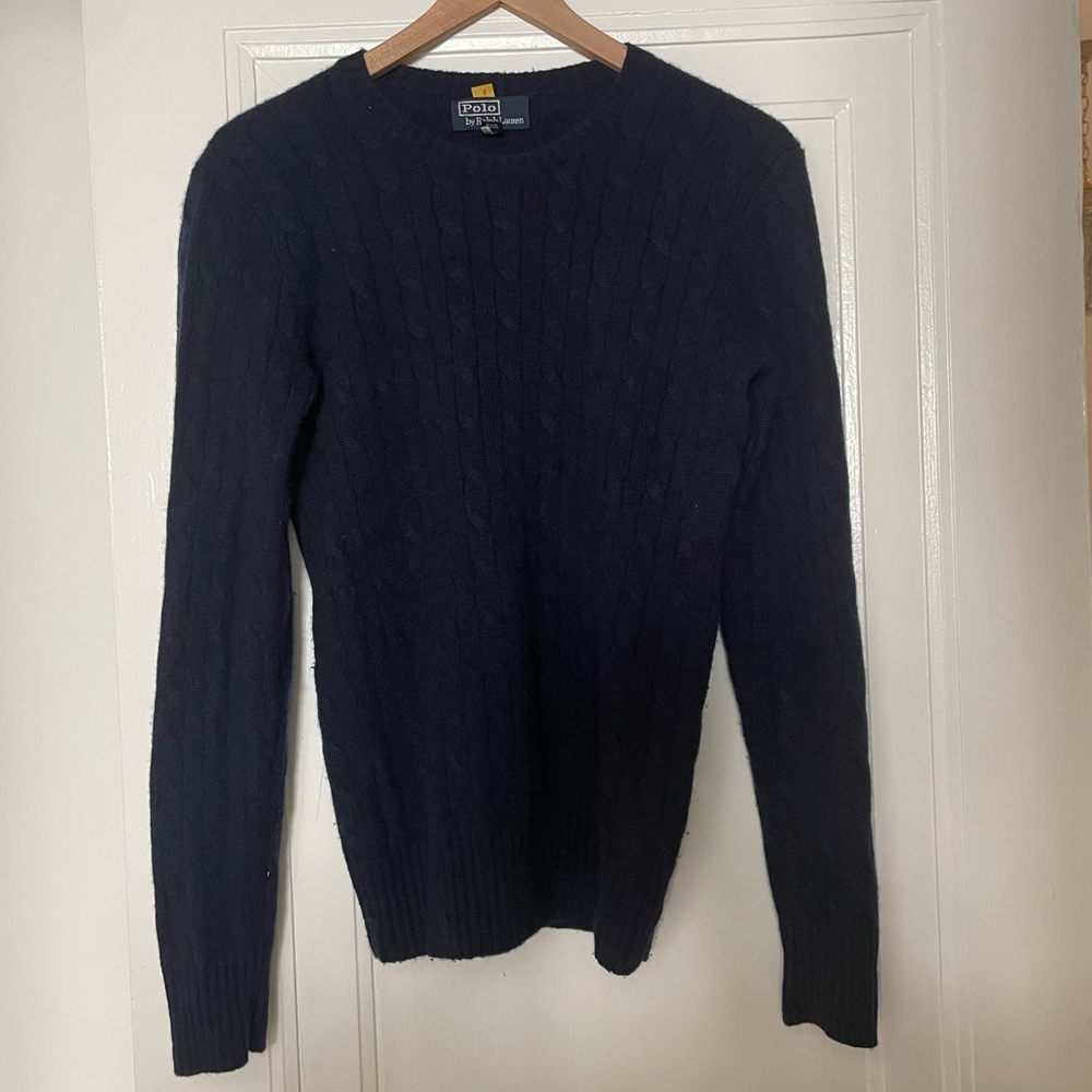 Polo Ralph Lauren Navy Cashmere Cableknit Sweater